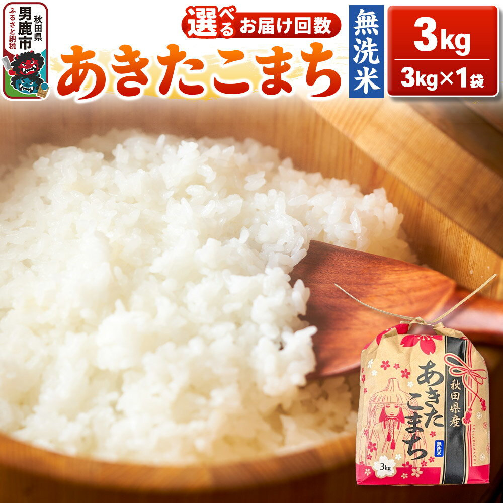 【ふるさと納税】《令和7年産》【無洗米】秋田県産 あきたこまち 3kg 秋田県 男鹿市 こまちライン【選べるお届け回数】 [こまちライン あきたこまち ブランド米 お米 白米 精米 無洗米 米どころ 秋田 秋田県産]