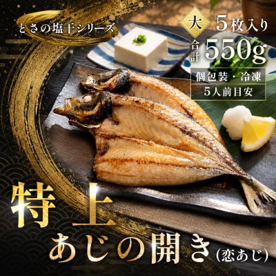 ふるさと納税 大月町 あじの開き 恋あじ 大 5枚入り 550g 高級干物 アジ干物 焼き魚 個包装 冷凍 天日塩 贈答