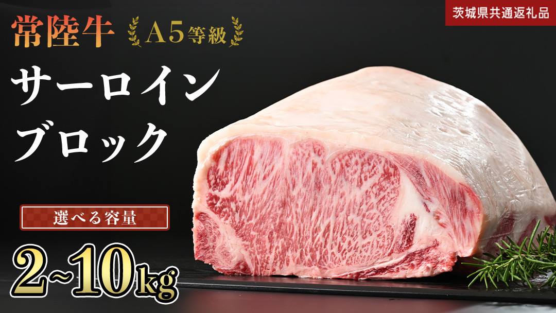 
            ＼ 選べる容量！ ／ 【 常陸牛 】 A5等級 サーロイン ブロック 2kg 3kg 4kg 5kg 6kg 7kg 8kg 9kg 10kg (茨城県共通返礼品) 国産 ステーキ 焼き肉 ブロック肉 牛肉 やきにく ヒタチギュウ ひたちぎゅう ブランド牛肉 ブランド牛 国産牛 黒毛和牛 和牛 国産黒毛和牛 お肉 A5ランク
          