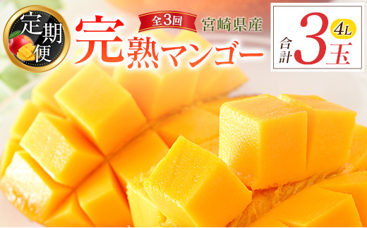 
                  宮崎特産「完熟マンゴー4L×1玉」お届け定期便（全3回）計3玉 特産 国産 果物 フルーツ 旬 産地直送 大玉【E220-27】
                