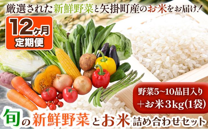 【12ヶ月定期便】旬の新鮮野菜とお米詰め合わせセット 青空市きらり 《お申込み月の翌月から出荷開始》 野菜 米 トマト ---osy_cakrytei_24_180000_mo12num_s---