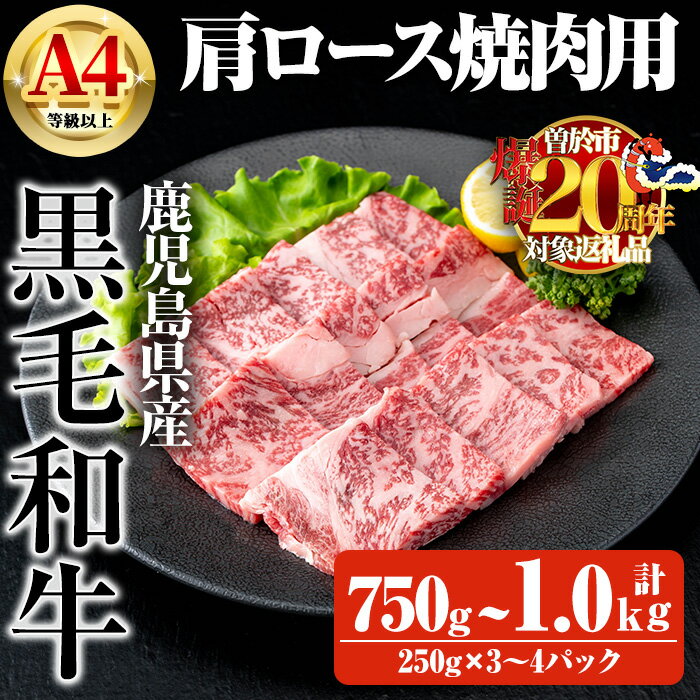 【ふるさと納税】【数量限定】＜内容量が選べる！＞鹿児島県産黒毛和牛A4等級以上肩ロース焼肉用 (合計750g＋和牛スジ肉250g×1P・合計1.0kg＋和牛スジ肉250g×2P) 国産 鹿児島県産 牛 小分け 冷凍 牛肉 黒毛和牛 肩ロース 焼肉【ビーフ倉薗】