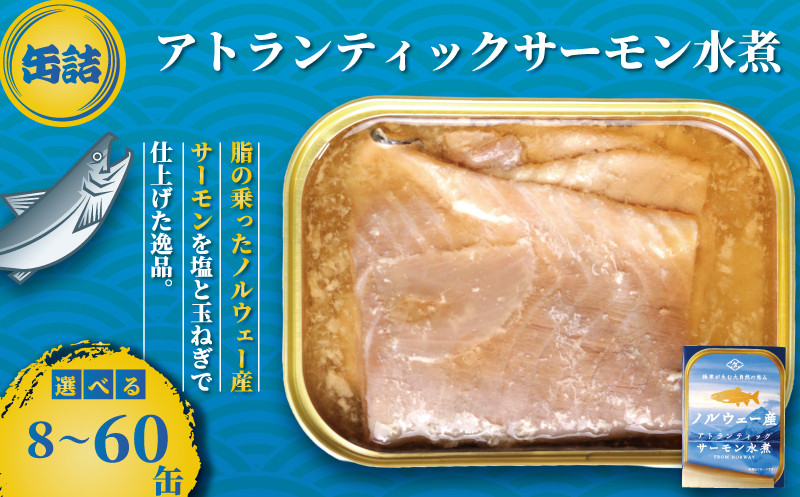 
            サーモン水煮 缶詰 【選べる容量】 8缶～60缶 アトランティックサーモン 魚 シャケ サケ 鮭 サーモン 水煮 海産物 魚缶詰 備蓄品 保存食 簡単缶詰 長期保存 常温保存 缶詰 備蓄缶詰 防災 非常食 キャンプ アウトドア お取り寄せ グルメ おかず 朝食 昼食 夕食 おつまみ 酒 のお供 アレンジレシピ セット ギフト 贈答 贈り物 プレゼント 食品 送料無料 千葉県 銚子市 田原缶詰
          