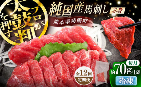 全12回定期 純国産馬 赤身馬刺し 約70g BHDF026 馬刺し