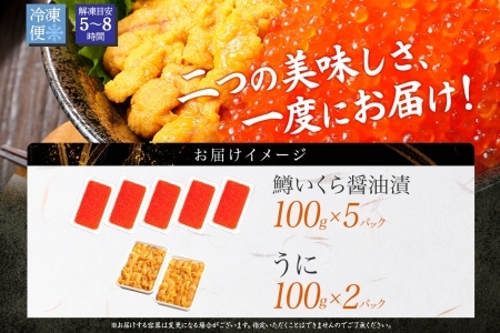 733.海鮮 2種 鱒 いくら醤油漬け 500g前後 パック 約5－6人前 ＆ ウニ チリ産 冷凍 雲丹 200g セット いくら イクラ 魚卵 ます マス うに ますいくら マスイクラ 海鮮丼 送料