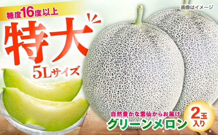 
                  【雲仙育ち！糖度16度】グリーンメロン ５L(約2.2kg以上)×2玉＜6月発送＞　長崎県/栗林FLOWER [42ALAH001]
                