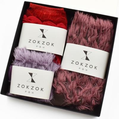 ふるさと納税 広陵町 上質感を足にまとうラグジュアリーソックス ZOKZOK 3足セット (レッド系)
