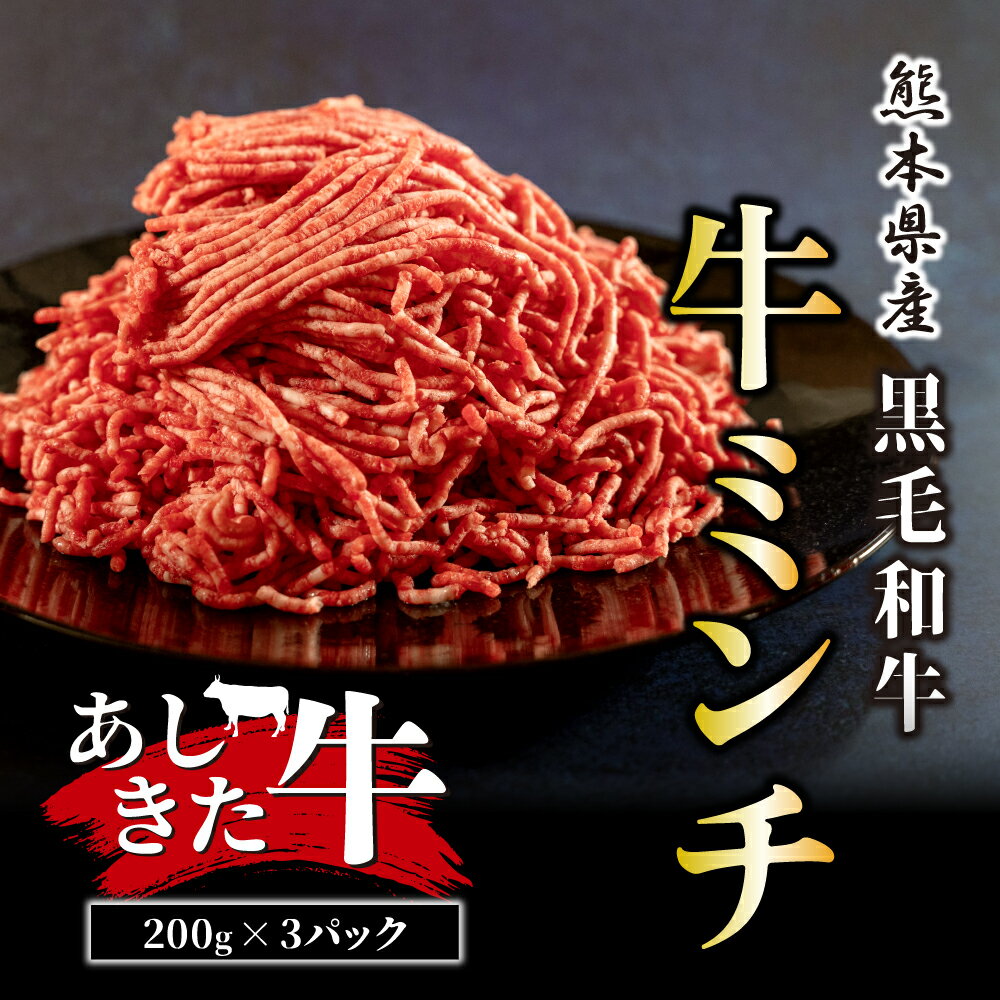 【ふるさと納税】黒毛和牛 あしきた牛ミンチ200g×3パック