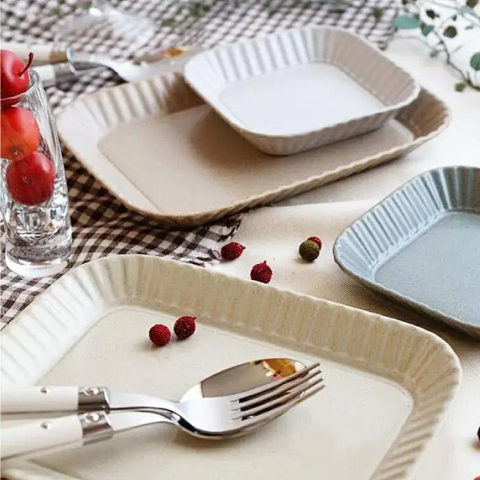 【波佐見焼】プリーツ盛皿2色セット（ブルー・クリーム） プレート 皿 食器【和山】 [WB68] 波佐見焼