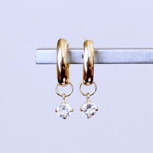 K18(18金) イエローゴールド 2WAY ピアス 地金 ホワイトトパーズ フープピアス(直径10mm) 保証書付 SMK-5249 SWAD099-wtp