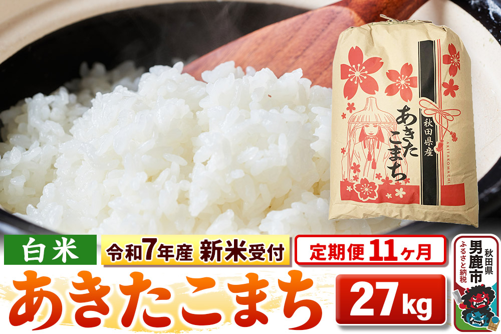 《令和7年産 新米受付》《定期便11ヶ月》【白米】秋田県産 あきたこまち 27kg|23_kml-032711s