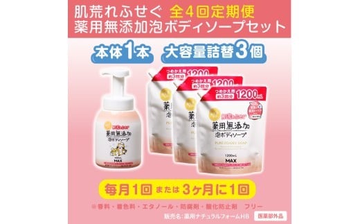 
【全4回定期便】肌荒れを防ぐ薬用無添加　泡ボディソープセット　＜無添加生活シリーズ＞ ※北海道・沖縄・離島への配送不可
