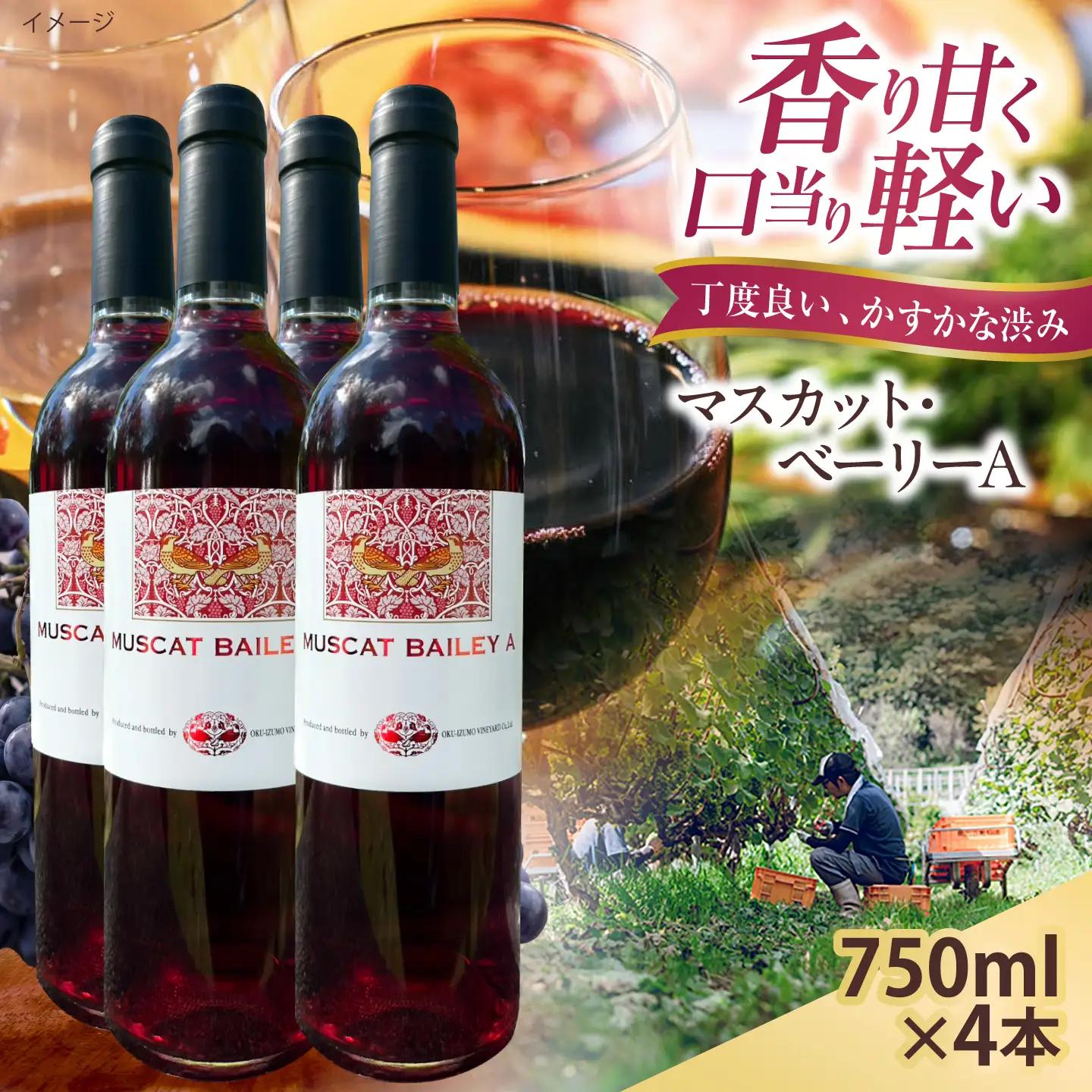 マスカット・ベーリーA 4本 750ml×4 赤ワイン 国産 島根県雲南市/有限会社奥出雲葡萄園[AICS128]