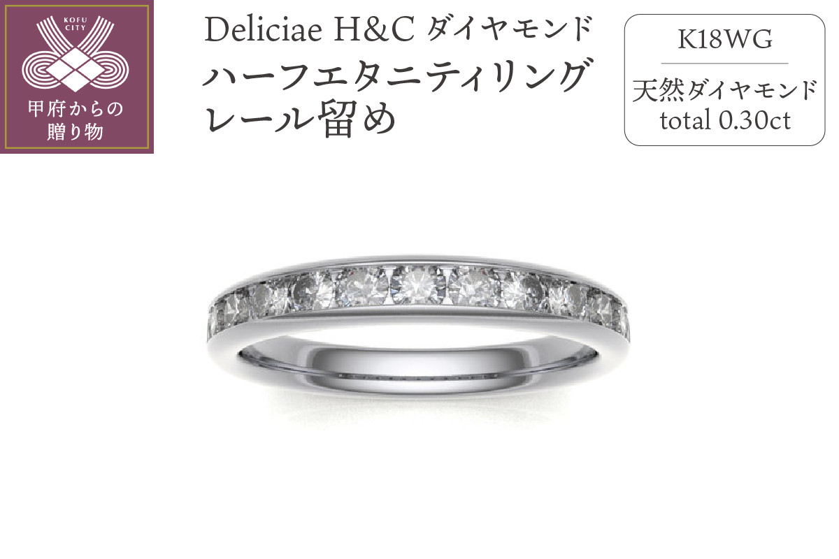 
Deliciae H&C 天然ダイヤモンド レール留め ハーフエタニティリング【0.3ct】K18WG【サイズ6号～16号※0.5号刻み】
