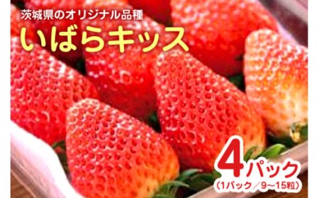 いばらキッス 4パック いちご イチゴ 苺 国産 茨城県産 産地直送 農家] 直送 減農薬 高糖度 甘い 酸味 濃厚 ジューシー スイーツ作り ケーキ作り お菓子作り 茨城オリジナル品種 フルーツ 果物 くだもの 送料無料 小美玉産 14-A