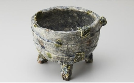 【 足付花器 ×1個 】 陶芸工房 季仙窯 ［ 陶芸 手びねり 手づくり 鉢 花器 作品 岩手 陸前 ］RT982