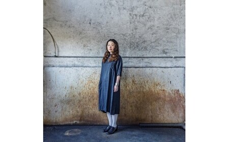 手染めリネン2wayワンピース サイズ1 BLACK（泥藍染）　AO065