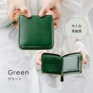 二つ折り財布 本革 レディース GREEN｜二つ折り
