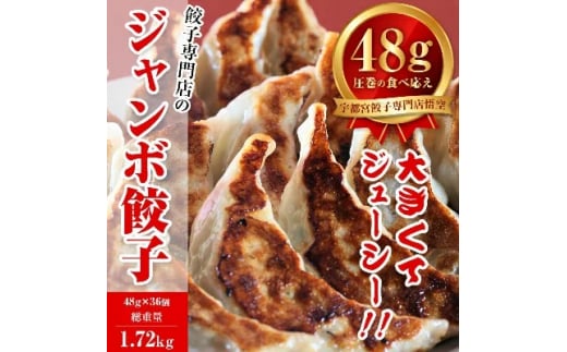 宇都宮餃子専門店 悟空　ジャンボ餃子36個入 ❘ 餃子 冷凍 ぎょうざ ギョーザ 名物 惣菜 国産野菜 国産豚肉 おかず 弁当 晩ご飯 晩酌 おつまみ お取り寄せ グルメ 簡単調理 お手軽 時短 冷凍食品 小分け 栃木県 宇都宮市 ※離島への配送不可