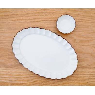 有田焼 皓洋窯 渕サビ 白マット 3点 セット【藍土】食器 器 うつわ プレート 菊割 楕円皿 スープカップ 小付 白 ナチュラル セット 35000円 A35-331_イメージ4