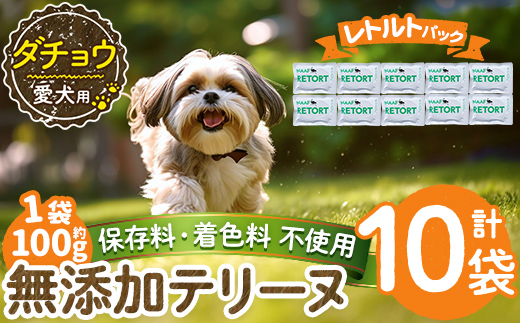 a1090-D ＜保存料・着色料 不使用＞愛犬用無添加テリーヌ レトルトパック ダチョウテリーヌ10袋(1袋約100g・合計約1kg)【Nフードサービス】姶良市 ダチョウ テリーヌ 犬 ドッグ ペット フード エサ レトルト おやつ ごはん ご飯 間食 ご褒美