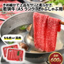 【ふるさと納税】若狭牛 (A5ランク) しゃぶしゃぶ用 合計600g（300g×2パック）/ 牛肉 A5ランク しゃぶしゃぶ お取り寄せ 黒毛和種 もも肉 肩肉 冷凍 2パック 小分け 送料無料 [B-022008]