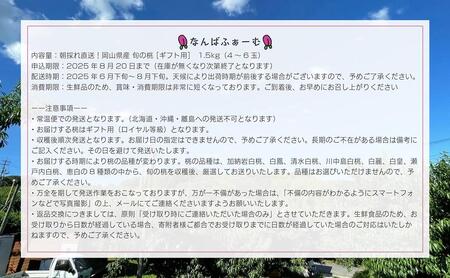 【2025年先行予約】［なんばふぁーむ］岡山県産 旬の桃 1.5kg（4～6玉）[ギフト用]