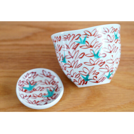 有田焼 ゆらり和カップ＆豆皿セット/赤絵風花【藍土】 A10-208_イメージ3