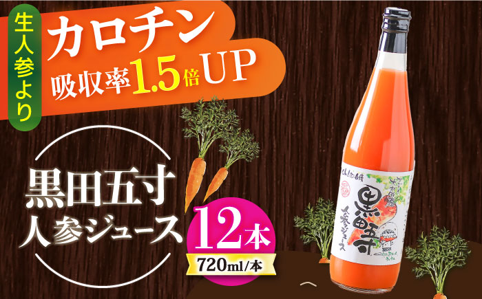 黒田五寸人参ジュース720ml 12本セット / ジュース じゅーす にんじん ニンジン 人参 ニンジンジュース 人参ジュース 野菜ジュース やさいジュース ドリンク 飲料水 / 大村市 / おおむら夢ファームシュシュ[ACAA131]