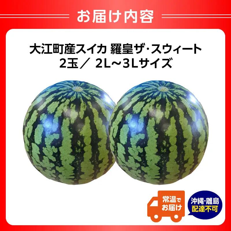 大江町産スイカ 羅皇ザ・スウィート 2L～3Lサイズ 2玉セット 068-002
