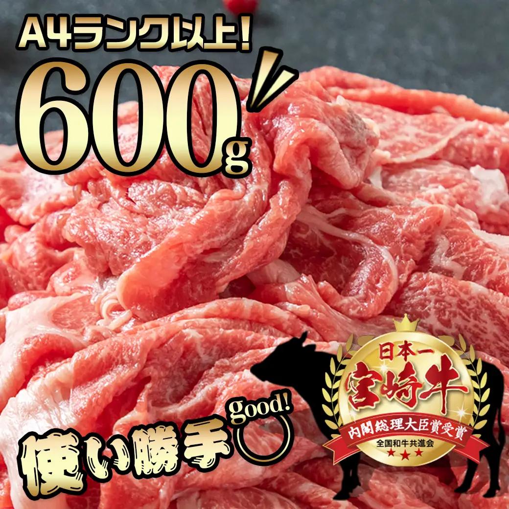 宮崎牛切り落とし600g〔AA-89-006-600g〕_(都城市) 国産黒毛和牛 ブランド牛 牛肉 宮崎牛切落とし肉 300g×2パック 計600グラム 牛丼や炒め物などに 万能 冷凍 国産 九州産