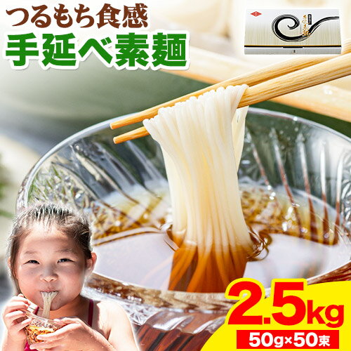 【ふるさと納税】素麺 ソーメン 手延べ素麺 50g × 50束 2.5kg かも川手延素麺株式会社《30日以内に発送予定(土日祝除く)》岡山県 浅口市 紙箱入 お土産 ご家庭用 送料無料