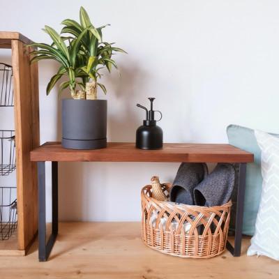 ふるさと納税 守口市 無垢材とアイアンのシェルフ H30cm W60cm / BR / 植物由来の天然オイル / 完成品