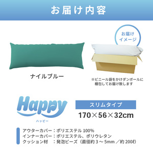【ナイルブルー】ワンルームにも◎軽量＆万能ビーズクッション｜ハッピースリム / 椅子 インテリア 雑貨 クッション しっかり生地 少し固め カラバリ リラックス 手作り 国産 [aw055-c004_