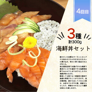 【毎月定期便】海鮮彩りセットA(サバフィレ・うなぎ蒲焼・紅鮭切身・海鮮漬)全4回【配送不可地域：離島】【4001491】