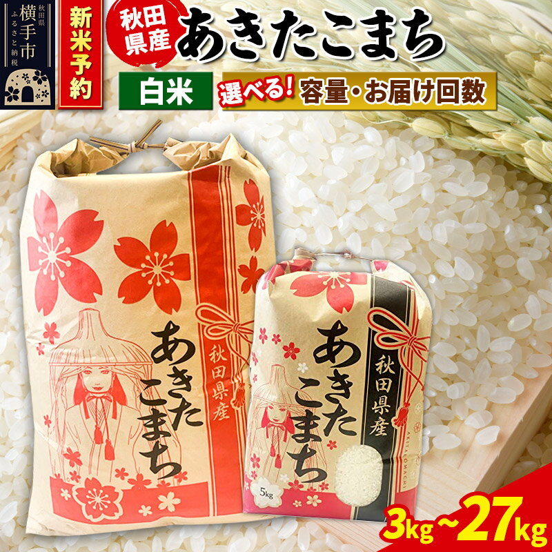 【ふるさと納税】《令和7年産 新米受付》あきたこまち【白米】定期便 3kg×1袋／5kg×1袋／10kg（5kg×2袋）／20kg（5kg×4袋）／27kg×1袋【選べる容量・お届け回数】