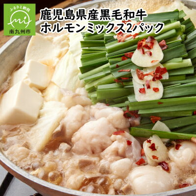 【ふるさと納税】鹿児島県産黒毛和牛ホルモンミックス2パック【配送不可地域：離島】【1185869】