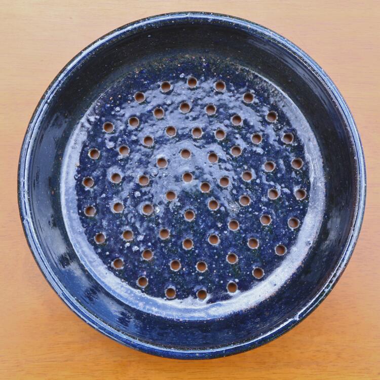【ふるさと納税】若杉窯 蒸し皿(紺)/直径23cm×高さ5cm W-ww-142A