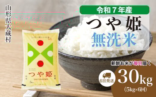 ＜令和7年産米＞ 特別栽培米 つや姫 【無洗米】 定期便 30kg （5kg×1ヶ月間隔で6回お届け）＜配送時期選べます＞