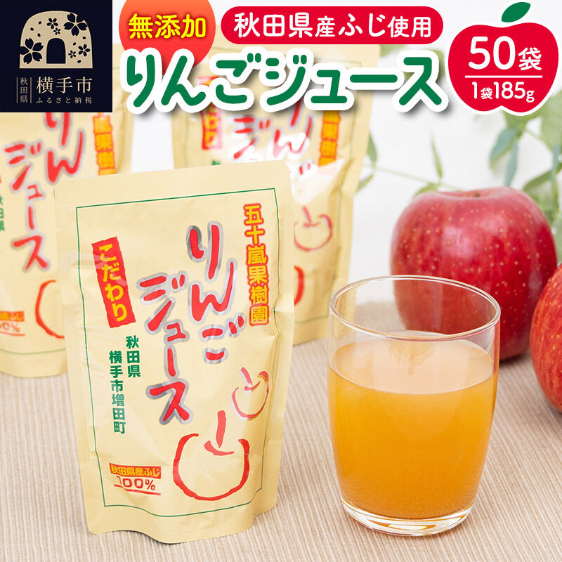 【ふるさと納税】無添加りんごジュース(サンふじ) 10パック×5箱 [りんご リンゴ 林檎 ストレート 無添加 果汁100%]