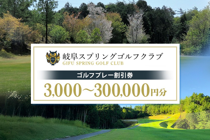 
            岐阜スプリングゴルフクラブ（ゴルフプレー割引券） 選べる 3,000円分 15,000円分 30,000円分 90,000円分 150,000円分 300,000円分 (15)
          
