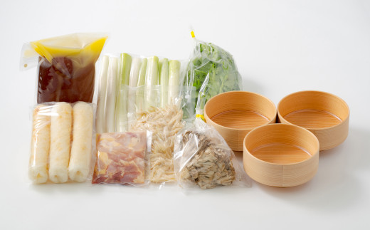 500P1501 元祖むらさきのきりたんぽ鍋セット＆曲げわっぱどんぶり3個セット