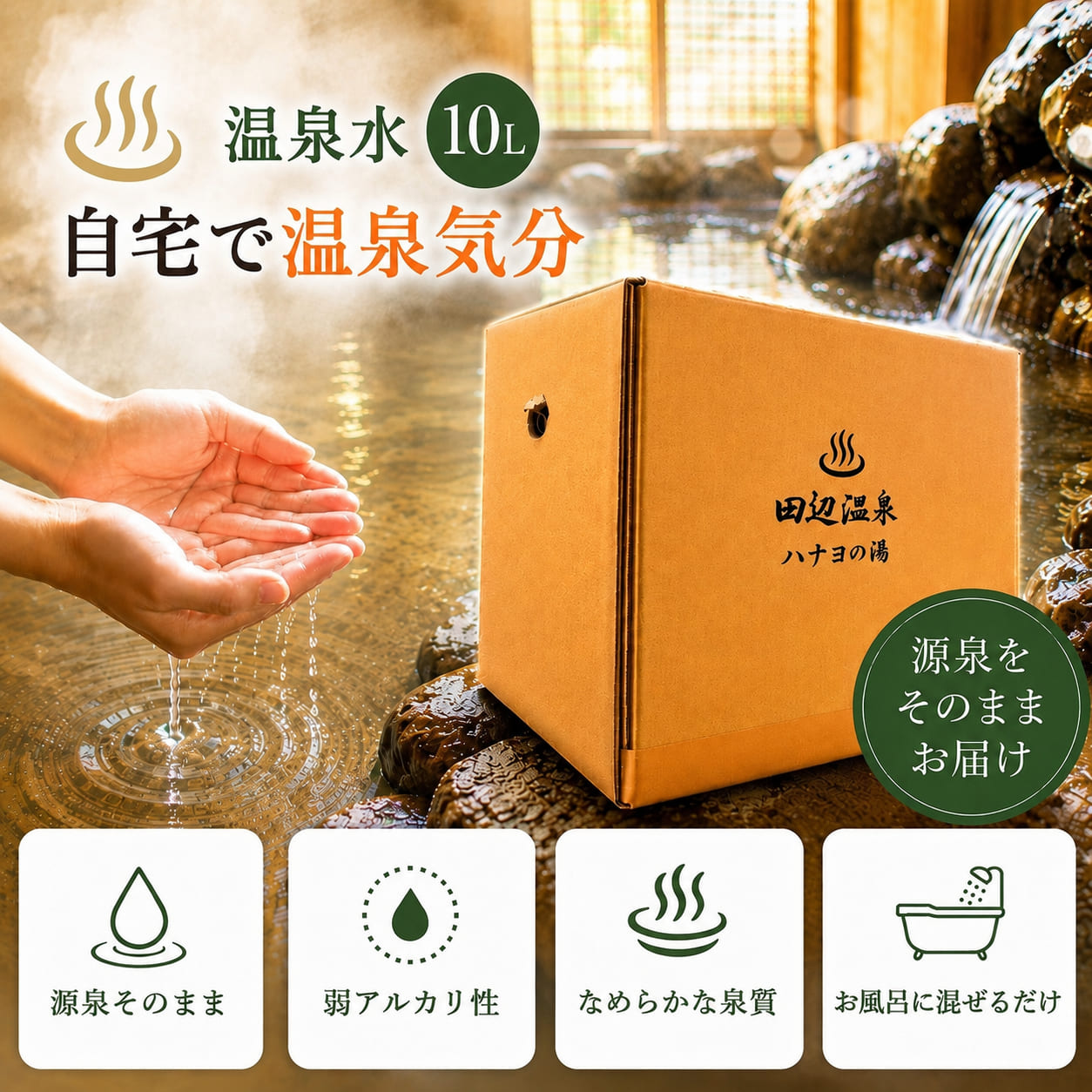 【ふるさと納税】田辺温泉ハナヨの湯　温泉水10L ※飲用ではございません。/温泉水 和歌山 田辺