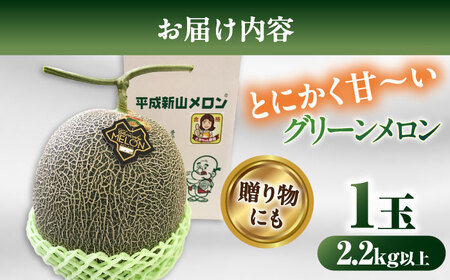 【2026年7月上旬-発送】【平成新山メロンPREMIUM（とみちゃん厳選）】グリーンメロン 1玉 / メロン めろん 青肉 糖度 果物 くだもの フルーツ ふるーつ 旬 高級 ギフト / 南島原市 