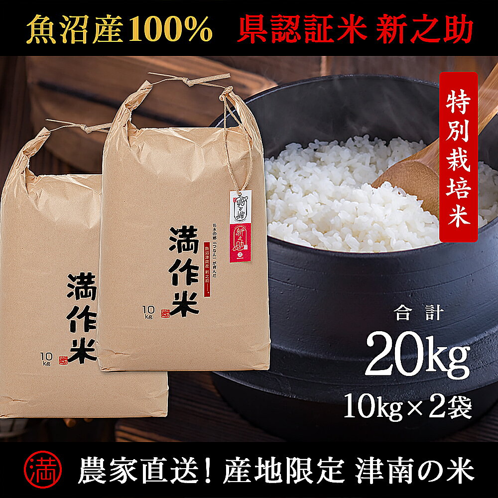 【ふるさと納税】 米 20kg ( 10kg × 2袋 ) 令和8年産 魚沼産 新之助 県認証米 特別栽培米 農家直送 選べる配送回数 | しんのすけ ブランド米 お米 おこめ 白米 精米 おすすめ 新潟県 津南町