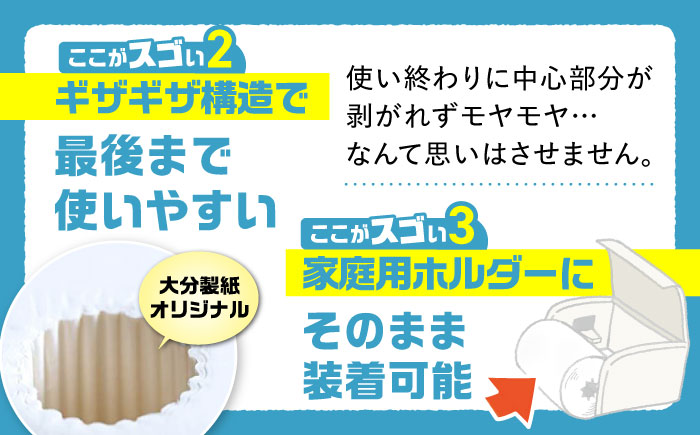 【隔月配送 全6回定期便】トイレットペーパー ダブル 24ロール 長巻き 65m (6ロール×4パック) 宅配 エコワンタッチ コアレス《豊前市》【大分製紙】 日用品 消耗品 常備品 大容量 [VAA
