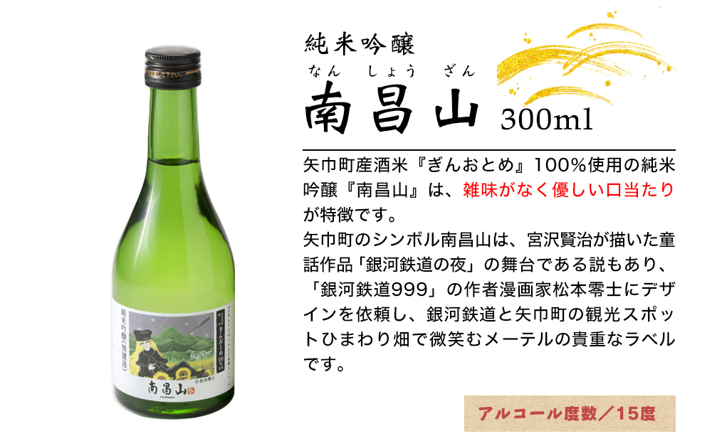 矢巾町産酒米『ぎんおとめ』100％使用！純米吟醸呑み比べセット　南昌山・徳丹城　300ml×各3本　計6本_イメージ3