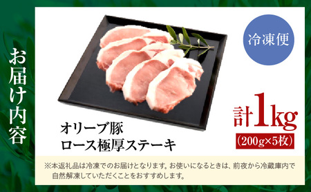 オリーブ豚ロース極厚ステーキ 計1000g【高松市共通返礼品】| 国産 国産豚 オリーブ豚 豚肉 1000g 1kg ブランド豚 ロース 極厚 お肉 豚 冷凍 とんかつ ステーキ 日用 贈答 贈り物 