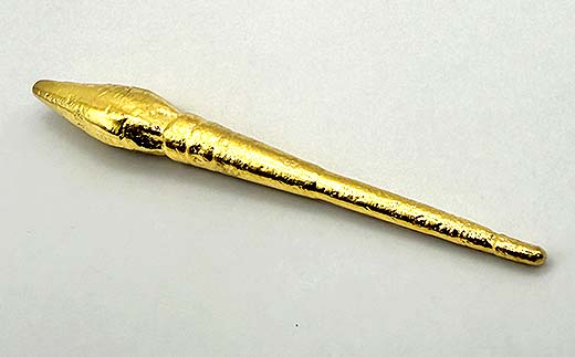FYN5-026 西川町 工芸品 純金(K24) 月山筆 9.2g 純金 金金 金 24金 K24 K ゴールド 日本製 ハンドメイド 手作り 置物 オブジェ 貴金属 ジュエリー 贈答 贈り物 ギフト