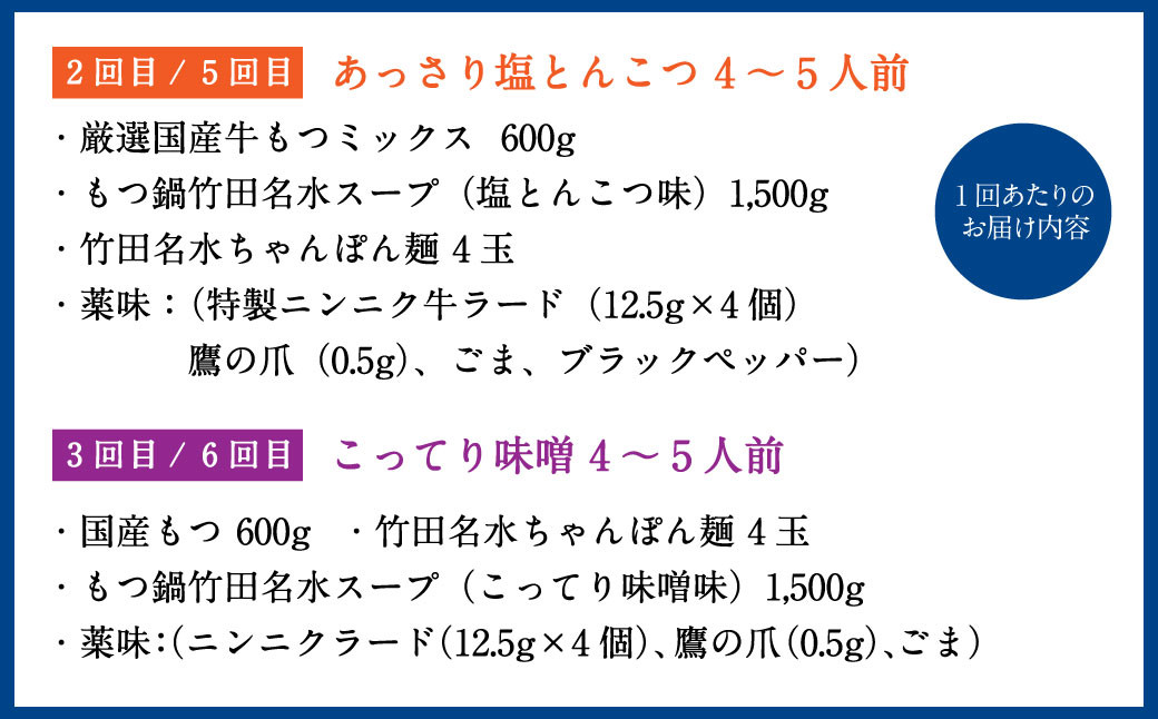 【6回定期便】もつ鍋 3種食べ比べ 4～5人前 醤油 塩とんこつ 味噌【陽はまたのぼる】